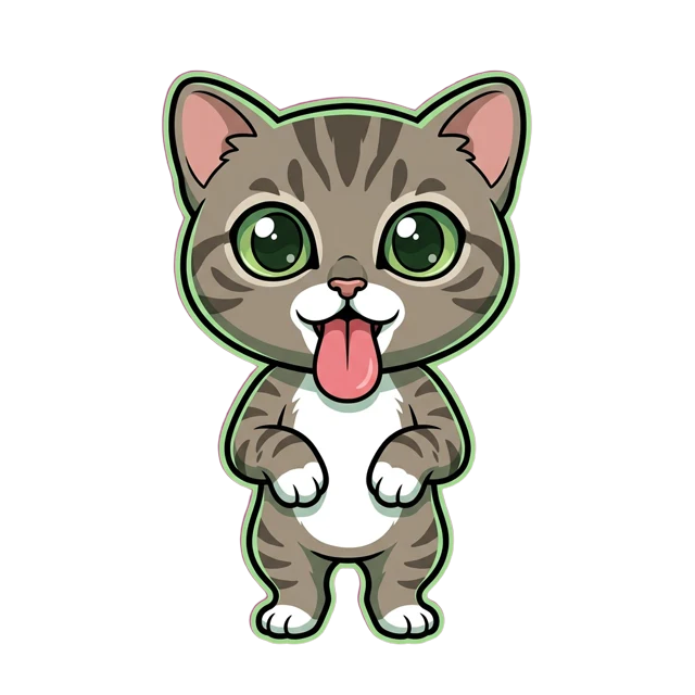 Lil Bub, a wide-eyed kitten with its tongue out, facing you
